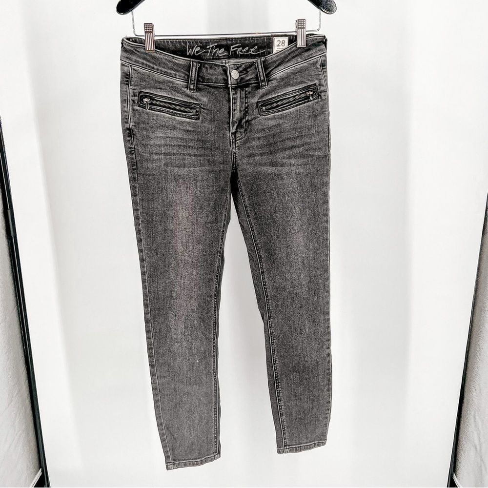 Free People We The Free High Rise Skinny Denim Jeans Ankle Zipper Womens